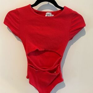 Nasty Gal Red Cutout Bodysuit